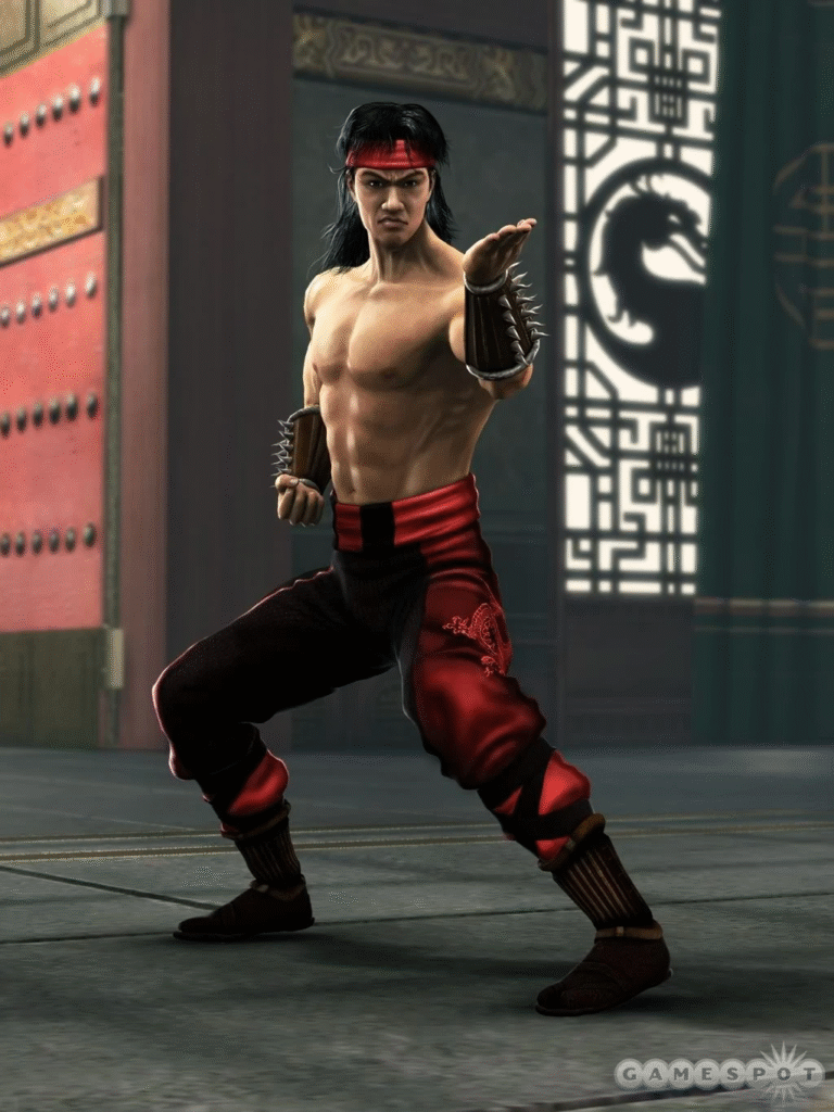 Liu Kang (Mortal Kombat) – inspiração sutil em Bruce Lee, recriando o famoso “soco de uma polegada” e sua energia inconfundível.